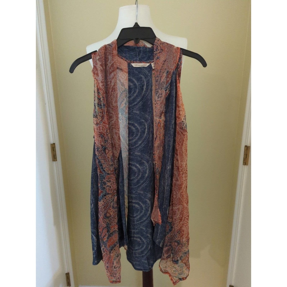 Soft Surroundings Unique billowing asymmetric vest size S/M viscose colorful